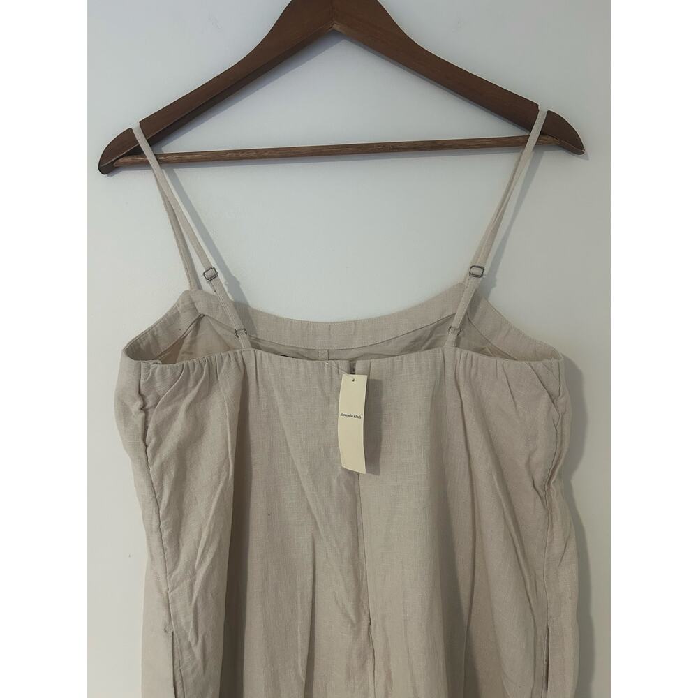Nwt Abercrombie Fitch Button Front Dress Tan Line… - image 8